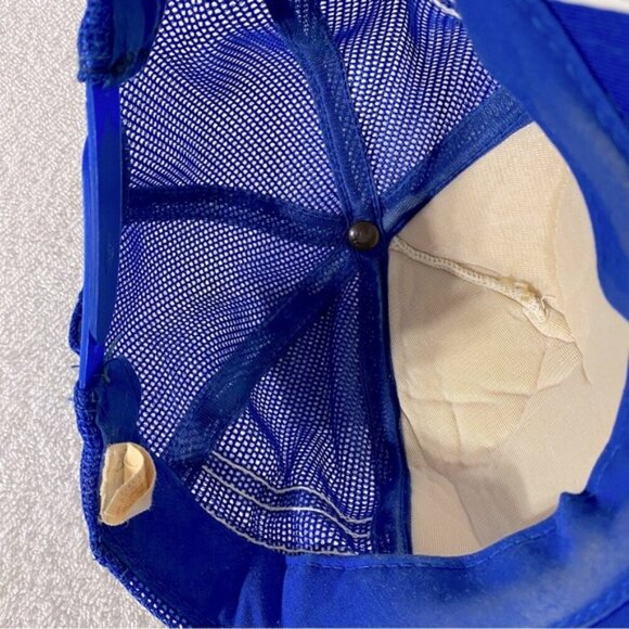 Vintage Blue White Consolidated Parts Mesh Back Snap Back Trucker Hat - Picture 8 of 10